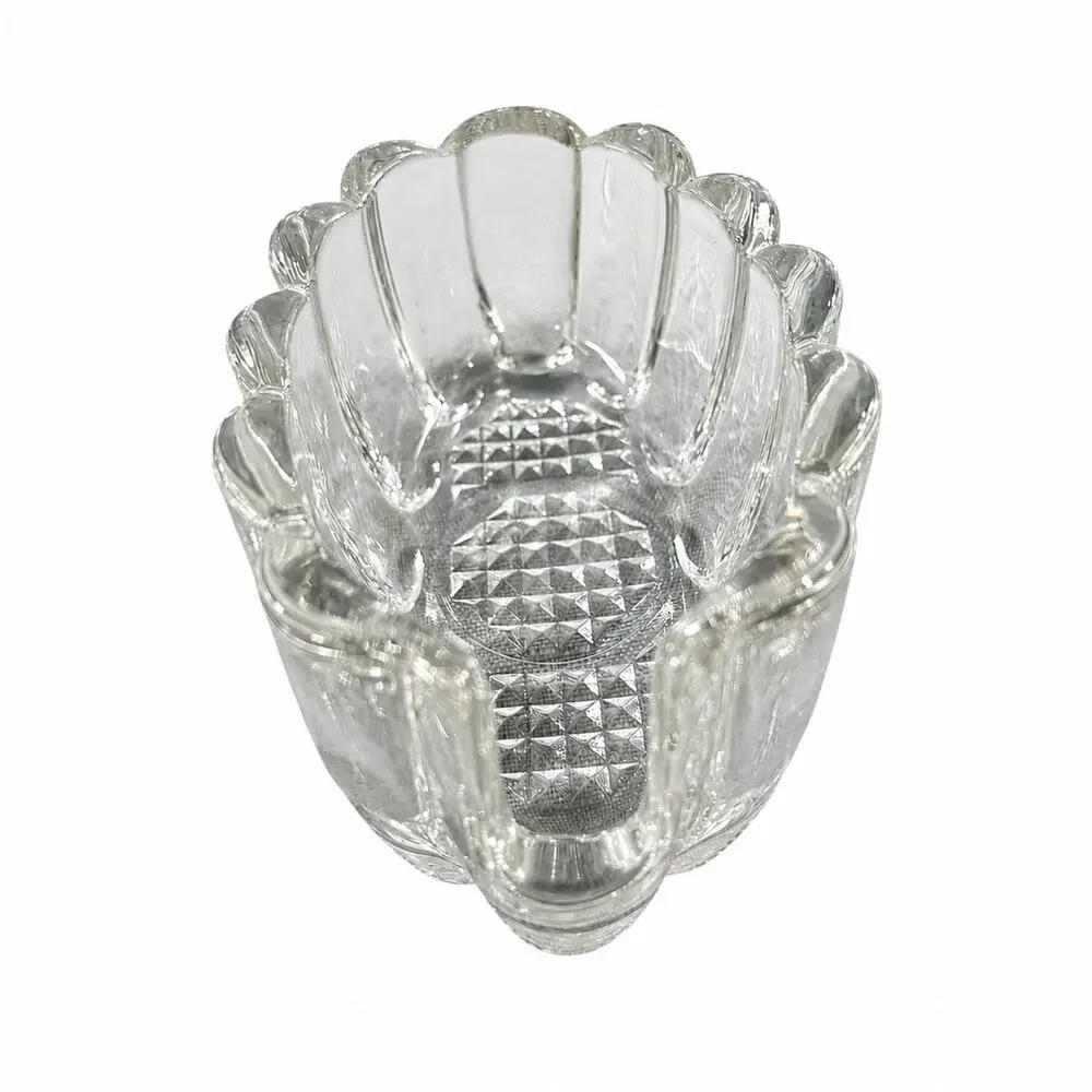 Vintage Clear Pressed Glass Oval Toothpick Holder Trinket Dish Vanity Decor